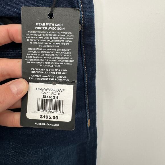 HUDSON JEANS NWT Nico Mid-Rise Straight Dark Wash Denim Jean in Requiem / 00 - Picture 9 of 14
